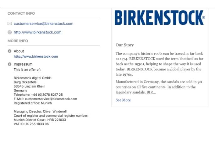 impressum examle fb birkenstock